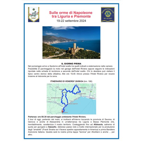 * PROGRAMMA (PDF) *<br>Raduno Liguria e Piemonte<br>Settembre 2024